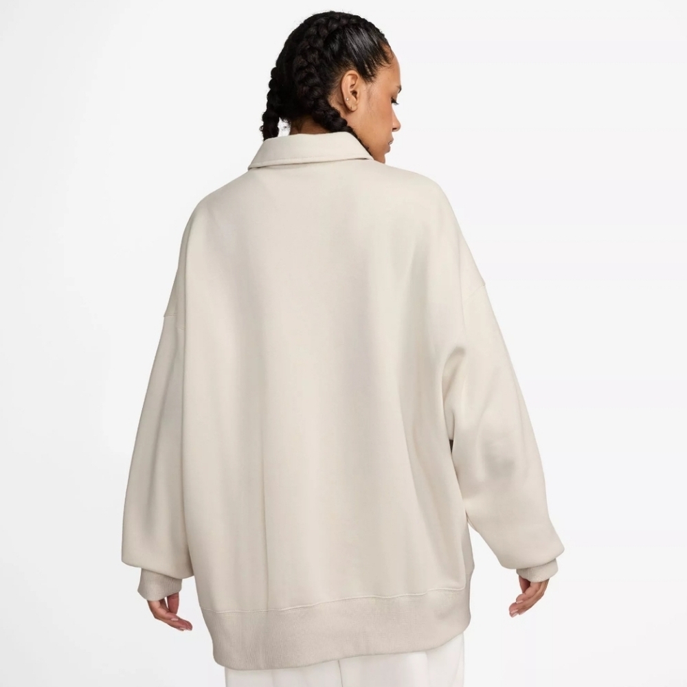 Nike Sportswear Phoenix Fleece Oversized Polo Sweatshirt Cream - Picture 5 of 9